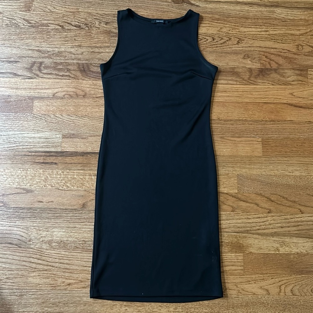 Forever 21 Black Stretchy Bodycon Midi Dress size Medium - Picture 3 of 10